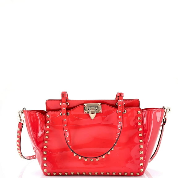 Pre-Owned Rockstud Tote Soft Patent Medium By Rebag