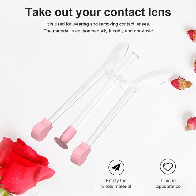 Lens Remover Reusable Colored Silicone Insertion Tool with Storage Case Small Applicator Suction Stick Daily Accessories Pink