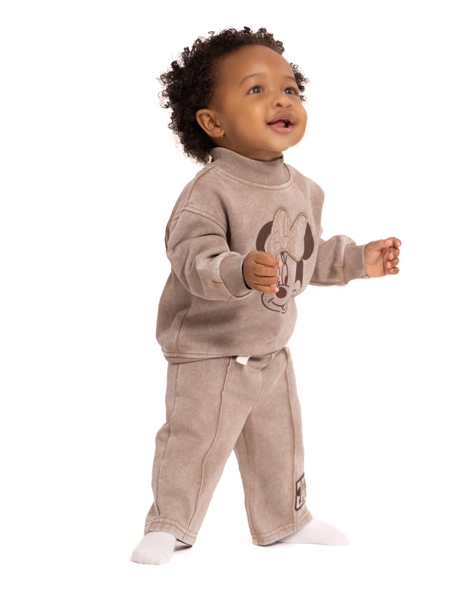 Minnie Mouse Baby Girls Mock Neck Sweatshirt and Pants Set, 2 Piece, Sizes 0/3M-24M