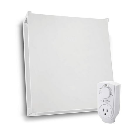 Wall Mount Space Heater Panel - with Thermostat and Heat Guard Cover - 400W Convection Heater