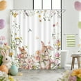thumbnail image 4 of Tupukom Farmhouse Shower Curtain Easter Decor Under $10 Cute Rabbit Spring Bunny Floral Shower Curtain for Easter Bathroom Decor,Waterproof Fabric Bath Curtain with 12 Pack Hooks, 4 of 6
