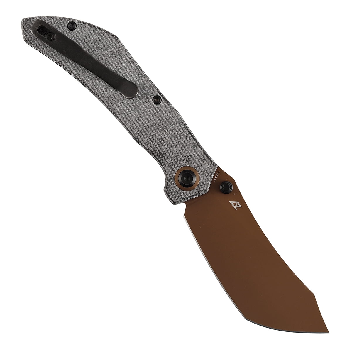 Tenable Tipper Folding Pocket Knife 3.39'' Rose Gold Nitro V Blade,Black Micarta Handle,B1079A1