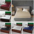 thumbnail image 1 of Satin Silk Fitted Sheet Luxury Solid Color Mattress Cover Elastic Band Double Bed Sheet Bedspread Cover Queen King Size Teal, 1 of 3