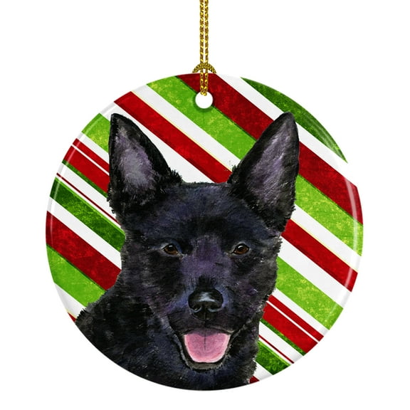 Carolines Treasures SS4567-CO1 Australian Kelpie Candy Cane Holiday Christmas Ceramic Ornament 3 in multicolor