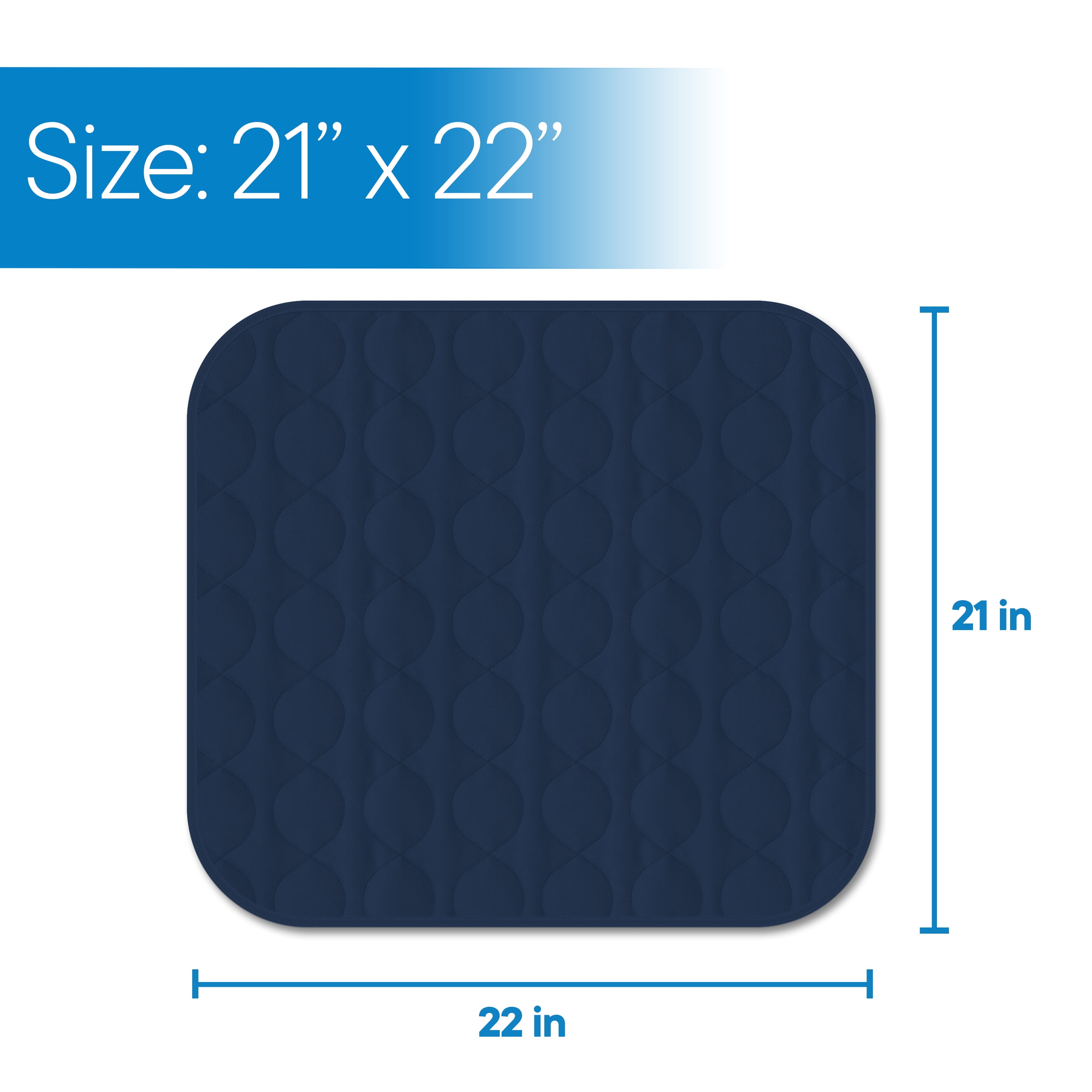 Inspire Washable Waterproof Chair Pad for Incontinence, Blue, 18 Inches x  24 Inches