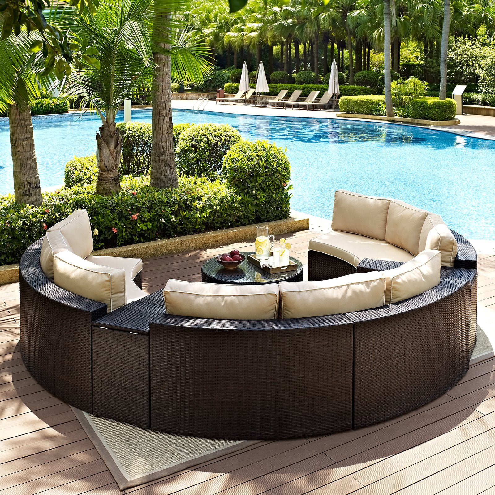 Crosley Catalina 6 Piece Outdoor Wicker Curved Conversation Set Crosley Catalina 6 Piece Outdoor Wicker Curved Conversation Set Com