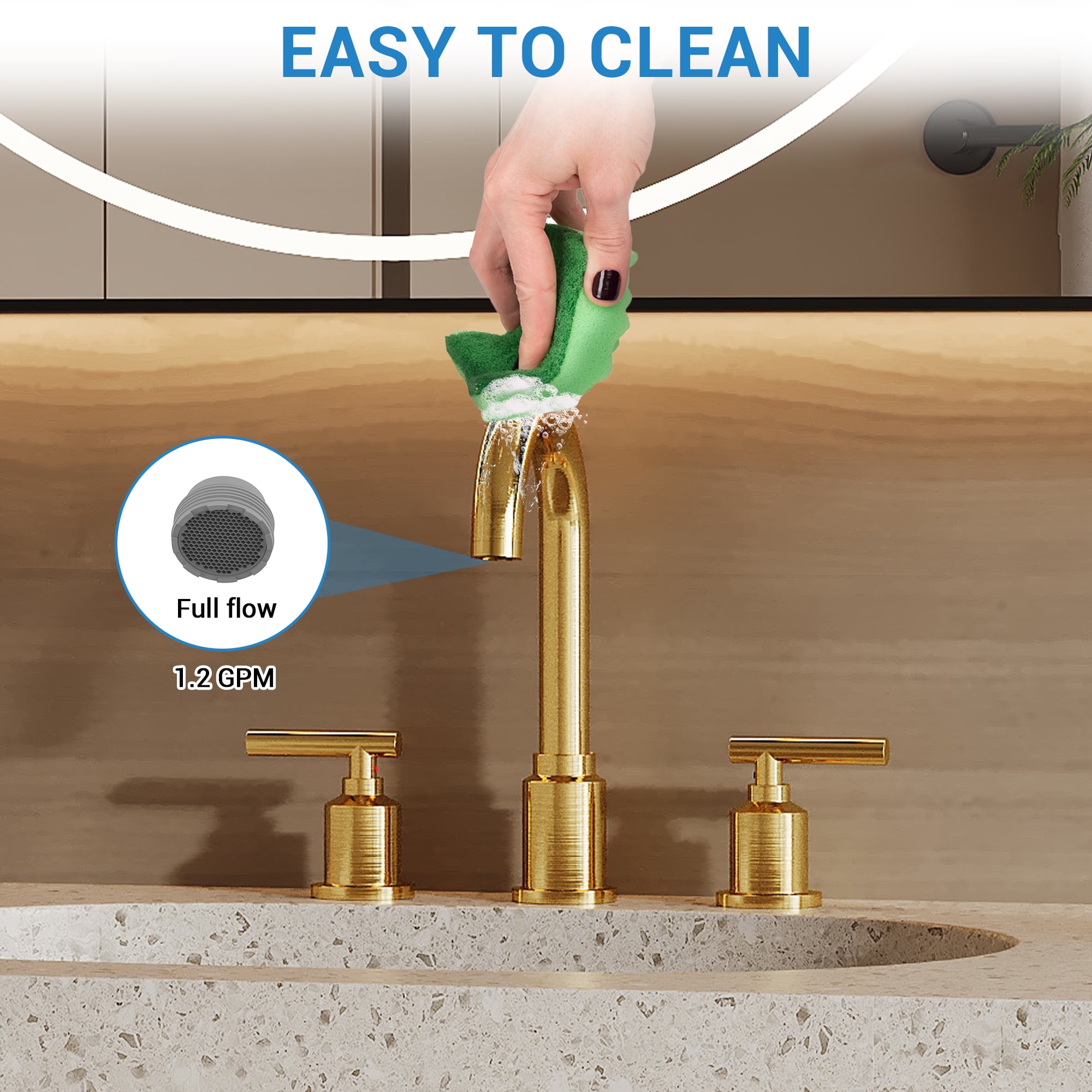 8" Widespread Bathroom Faucet - Brushed Nickel, Includes Pop-up Drain, gold