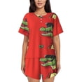 thumbnail image 1 of Balery Cool Crocodile With Sunglasses Conjunto de Pijama para Mujer con Estampado, Dos Piezas de Manga Corta y Shorts, Ropa de Dormir Suave con Cuello Redondo y Bolsillos-Medium, 1 of 6