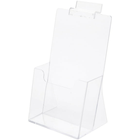 Plymor Clear Acrylic Tri-Fold Brochure Literature Holder (Countertop / Slatwall), Fits Documents Up to 4" Wide (2 Pack)