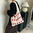 thumbnail image 2 of Tote Bag for Women, Heart Crochet Bag, Boho Mesh Knit Vacation Aesthetic Casual Handbags, Y2k Accessories for Women Girls, White, 2 of 7