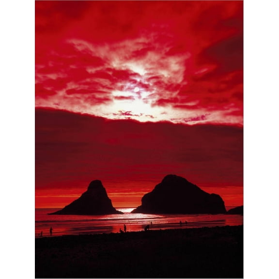 Art.com Sunset on the Rocky Oregon Coast Stretched Canvas Print Wall Art by Carol Highsmith, 12" x 16"