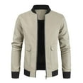 thumbnail image 2 of Herrnalise New Fashionable Casual Leather Jacket With Zipper Casual Top Long Sleeve Hoodless Casual Outwear & Jackets Khaki, 2 of 9