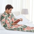thumbnail image 6 of Susaid Lilies Flowers Print Men's Long Sleeve Pajama Set, Two-Piece Button-Down Loungewear PJs Set, Comfortable Sleepwear for Relaxation-Medium, 6 of 7