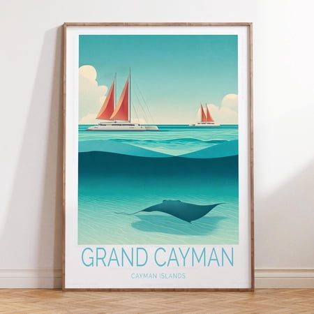 Grand Cayman Cayman Islands Caribbean Sea Wall Art, Unframed Paper Print Size 8x12