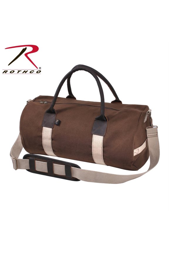 19" Canvas & Leather Gym Bag, Sports Duffle Bag w/Shoulder Strap