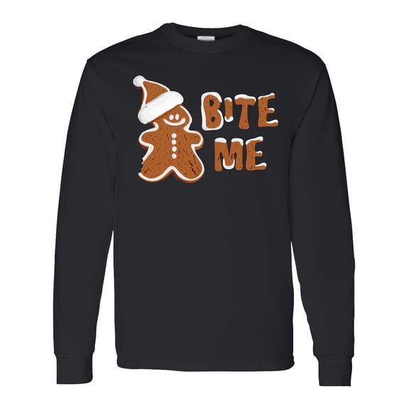 Inktastic Bite Me Gingerbread Long Sleeve T-Shirt