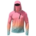 thumbnail image 5 of Men's Ombre Print Hooded Long Sleeve Sun Shirt - Fashionable Gradient Pullover with Built-in Face Mask & Zipper Pocket - UPF 50+ Quick Dry Athletic Top for Fishing, Hiking & Summer 2026 Light pink M, 5 of 7