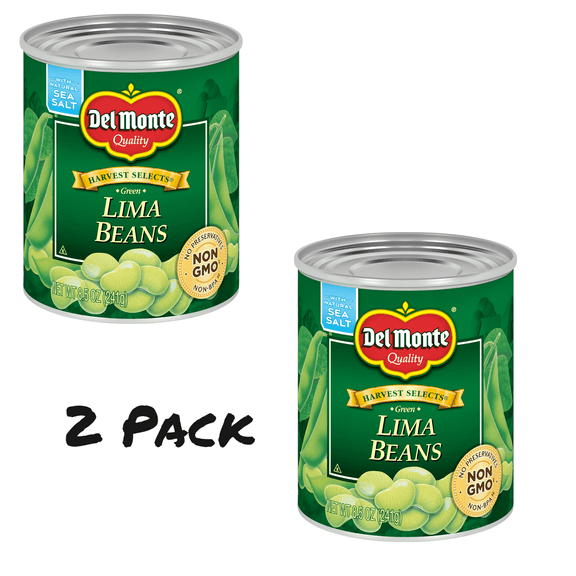 ( 2 Pack ) Del Monte Green Lima Beans Canned Vegetables, 8.5 oz Can