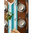 thumbnail image 5 of Turquoise White Ombre Table Runner Cotton Linen 36 Inch Holiday Dresser Scarves, Farmhouse Minimalist Gradient Art Tablerunner for Kitchen Coffee Dining Bedroom Dinner Scarf Décor 13''x36'', 5 of 7