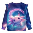 thumbnail image 6 of Yuyamidu Galaxy Axolotl Sweatshirt for Toddler Girls 1T 2T Cute Graphic Crewneck Sweatshirts Soft Lightweight Long Sleeve Ruffle Shoulder Pullover Tops for School Outdoor Play, 6 of 8