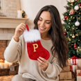 thumbnail image 4 of Personalized Red Christmas Stocking with Gold Letter Accent, Plush Trim Christmas Tree Decor for Cozy Holiday Decorations in Living Spaces, Festive Christmas Gift and Party Decor,, 4 of 7