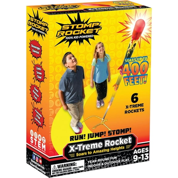 Stomp Rocket® Original X-treme Rocket Launcher for Kids, Soars 400 ft, 6 X-treme Rockets and Adjustable Launcher, Gift for Boys and Girls Ages 9 and up