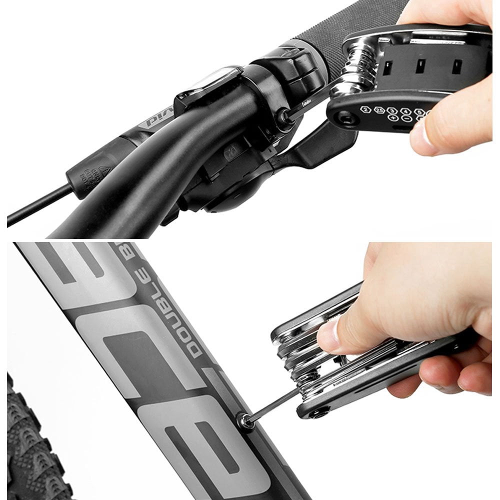 Rongsi Bike Repair Tool Kit Set, Bicycle 16 in 1 Multitool Hex Key Wrench & Bike Tube Patch Kit & Tire Lever, Portable Handy Cycling Maintenance Fix Set for Road Mountain Bikes