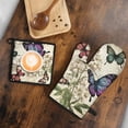 thumbnail image 5 of Vintage Butterfly and Flower Kitchen Oven Mitt and Pot Holder Sets 2 Pcs for Baking, Cooking and Grilling, Heat Resistant Up To 392 °F, 5 of 7