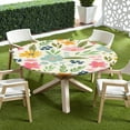 thumbnail image 5 of Fall Round Fitted Tablecloth with Elastic Edge,Water-Resistant Picnic Orange Autumn Maple Leaf Pumpkin Sunflower Table Cover for 40-44" Found Tables Thanksgiving Table Cloth for Dinner,Outdoor,Patio, 5 of 6