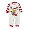 thumbnail image 2 of Yuaguia Matching Family Christmas Pajamas Set, Crew Neck Long Sleeve Cute Deer Print Top and Red White Striped Pants, Festive Holiday Sleepwear Loungewear PJs, Baby 9 Months, 2 of 4