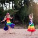thumbnail image 3 of Vestido de arco iris, vestido de arcoíris para niñas pequeñas, vestido de princesa sin mangas, tutú de playa con cuello halter para fiesta, disfraz de fotografía de vacaciones, 3 of 5