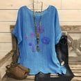 thumbnail image 2 of Vestidos Casuales Para Mujer, Blusas De Mujer De Moda Camisetas estampadas de moda para mujer, blusas casuales de lino holgadas de manga corta con cuello redondo y raglán, 2 of 4