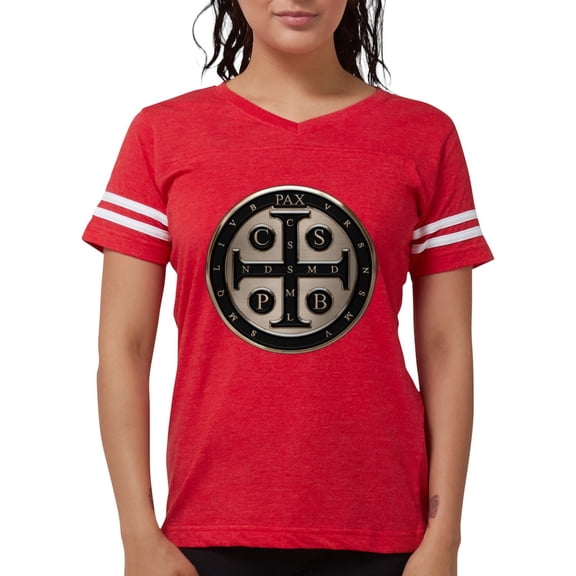 CafePress - St. Benedict Medal T Shirt - Womens Football Shirt