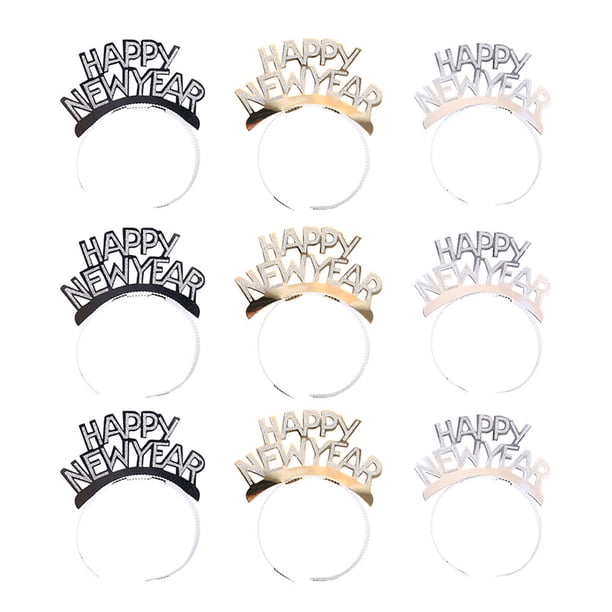 KAKOWELY 18 diademas con letras de Feliz Año Nuevo, accesorios para el pelo de fiesta para niñas (3 colores mezclados)