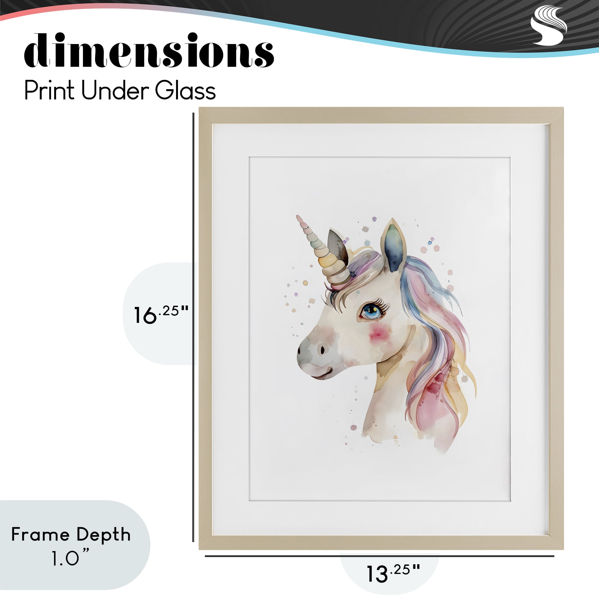 Stupell Industries Dreamy Pastel Unicorn Birch Framed Print Under Glass, design by LSR Design Studio