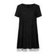 thumbnail image 3 of Gibobby Dresses for Women 2040 Concert Dresses Women Summer Fall Crew Neck Short Sleeve Sleeve Lace Hem T Shirt Loose Dress Women's Maxi Sundresses, 3 of 4