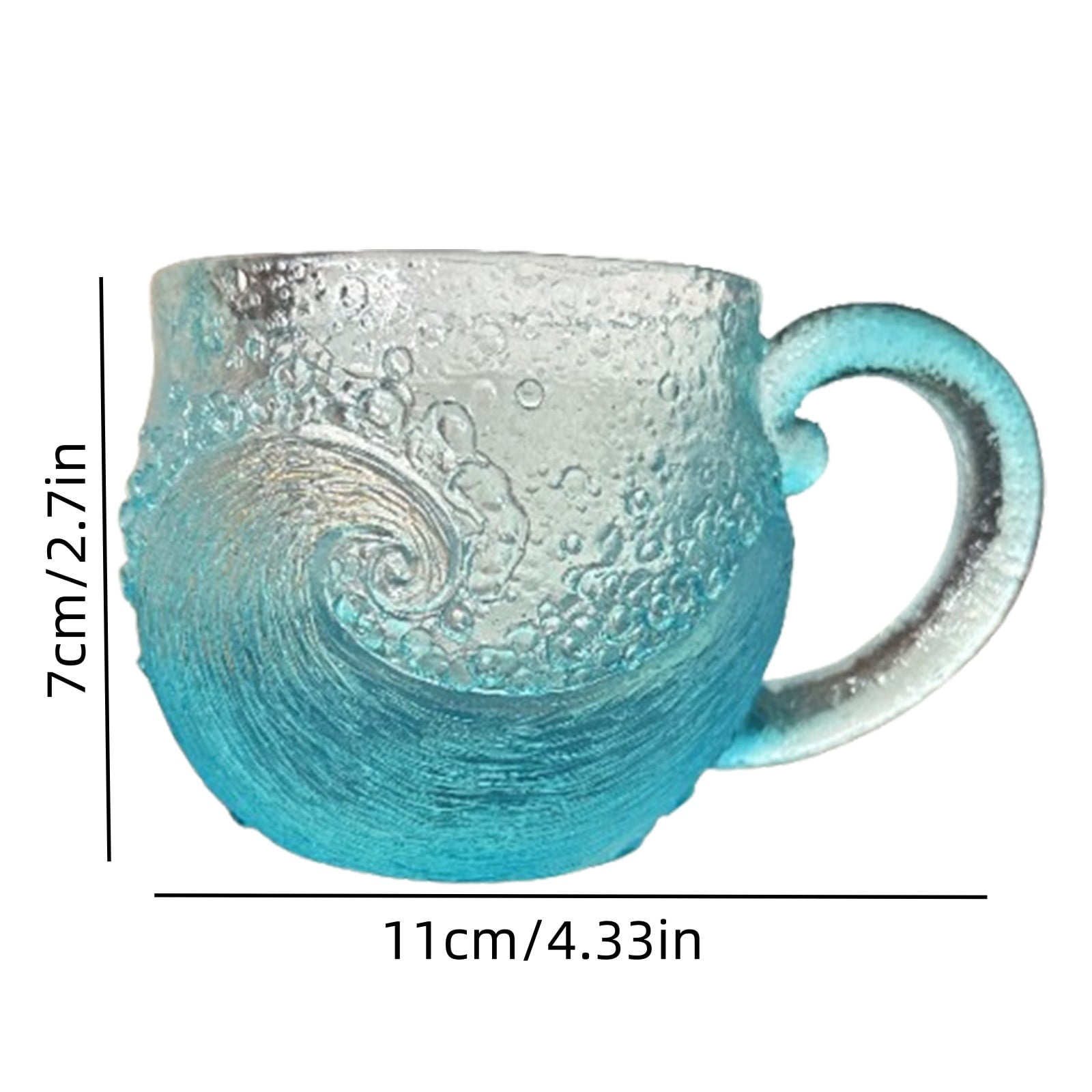 Handblown Sea Wave Glass Mug Unique Textured Beach Theme Cup for Tea and Wine Creative Sea-Inspired Drinkware Artistic Gift for Collectors Home Kitchen Table Modern Coastal Design Comfortable Grip