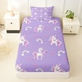 thumbnail image 3 of Metsweet Kawaii Unicorn Twin Sheets 3pcs, Princess Diamond Rainbow Bedding,1 Fitted Sheet, 1 Flat Sheet and 1 Pillowcase, 3 of 5