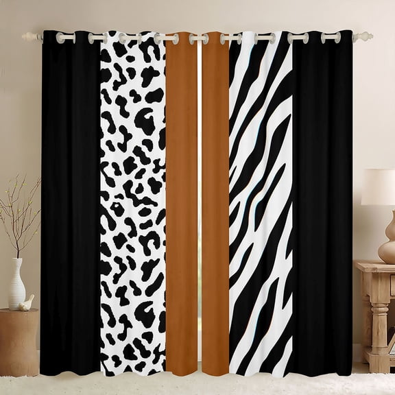Castle Fairy Leopard Zebra Print Blackout Curtains Set of 2 (52x84 Each) for Female Men Adults,Abstract Animal Print Window Curtains,Vintage Aesthetic Curtains and Drapes,Lightweight Room Decor