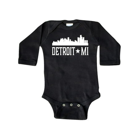 

Inktastic Detroit Michigan Skyline MI Cities Gift Baby Boy or Baby Girl Long Sleeve Bodysuit