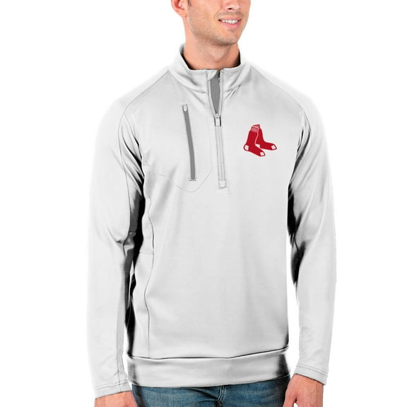 Men's Antigua White Boston Red Sox Generation Quarter-Zip Pullover Jacket