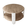 thumbnail image 4 of GZXS 31.5 Inch Round Coffee Table, 2-Tier Farmhouse Center Table with Open Shelf for Living Room, Brown & White, 4 of 6