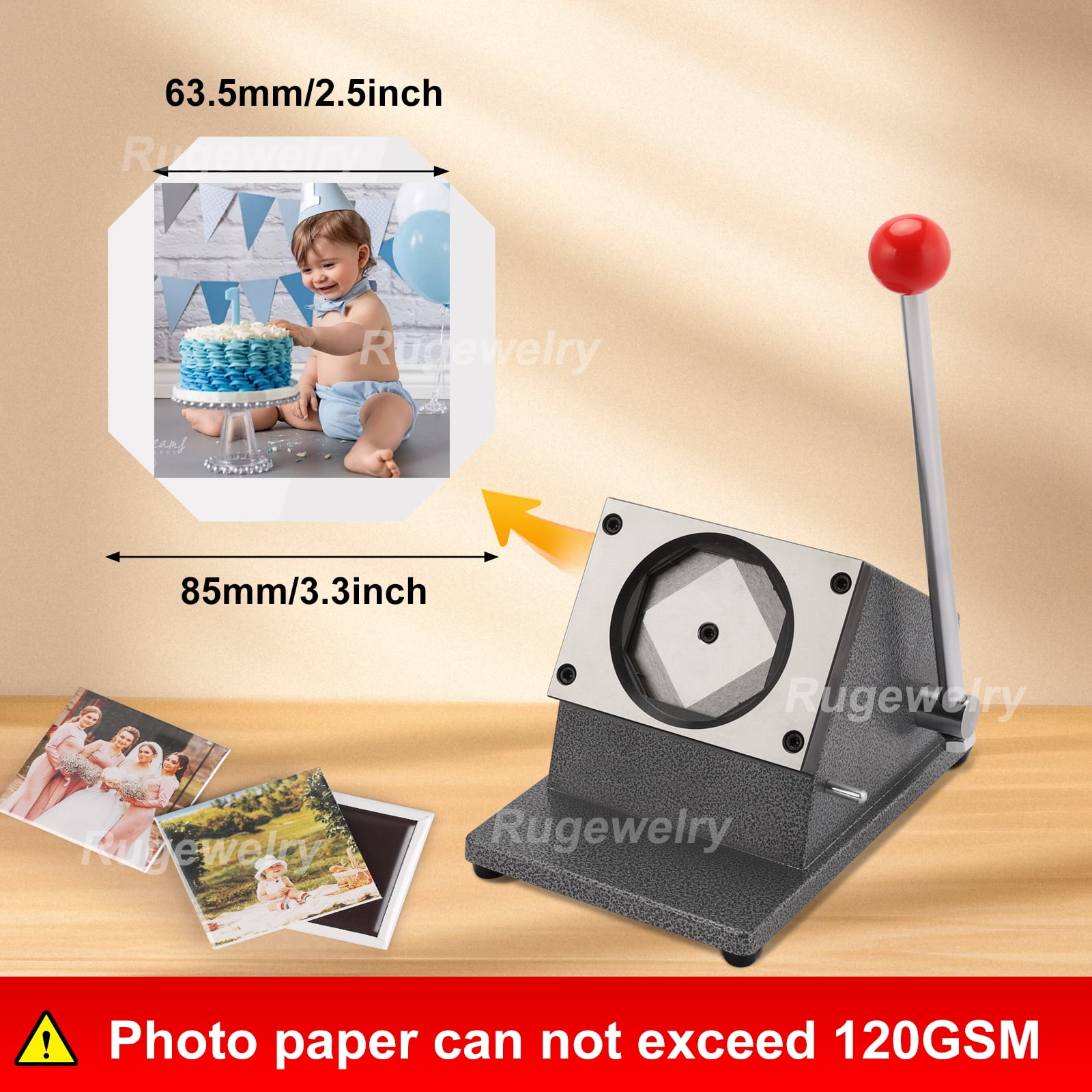 2.5×2.5in Magnet Maker Machine Kit, DIY Photo Fridge Magnet Making Machine, Press Machine+Paper Cutter+100 Sets Supplies