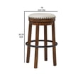 thumbnail image 5 of Zane 30 Inch Backless Swivel Barstool Round Beige Seat Brown Wood Frame, 5 of 6