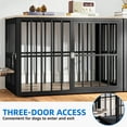 thumbnail image 4 of Dextrus 88.6" 4-in-1 Large Double Dog Crate Furniture,Heavy-Duty Wooden Dog Kennel with 360° Swivel Bowls & 3 Doors,Dog Crate Furniture TV Stand for 2 Medium/Large Dogs,Gray, 4 of 7