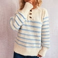 thumbnail image 5 of Sweaters for Women Striped Long Sleeved Casual Contrast Color Pullover Loose Knitted Sweater, 5 of 6