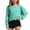 Green*, variant on Girls Cropped Sweatshirt Long Sleeve Solid Color Off Shoulder Crew Neck Thumb Hole Raw Hem Loose Casual Daily Tops Green
