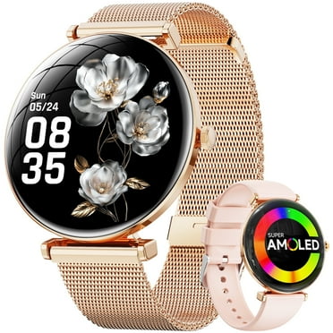 【AMOLED】Mingdaln Smart Watches for Women, fits for Android and Iphone Devices, IP68 Waterproof, 100 Sport Modes, 1.43-inch Fitness Tracker, with Answer/Make Calls, Gold
