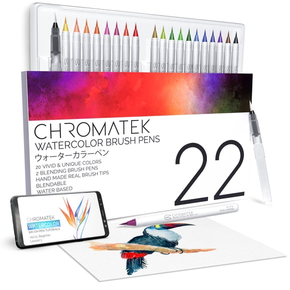 Set de Marcadores de Acuarela CHROMATEK 22 Colores con 2 Acuapinceles