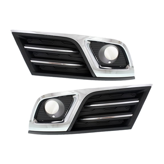 KarParts360 For Chevy Traverse 2013 14 15 16 2017 Fog Light Bezel Driver And Passenger Side | Pair | Front | Matte Black | With Chrome Molding | For Models With Fog Lights | For GM1038150, GM1039150